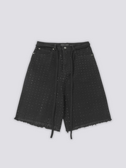 Short en jean japonais strass coupe ample détails rhinestone bling streetwear Japanstreet