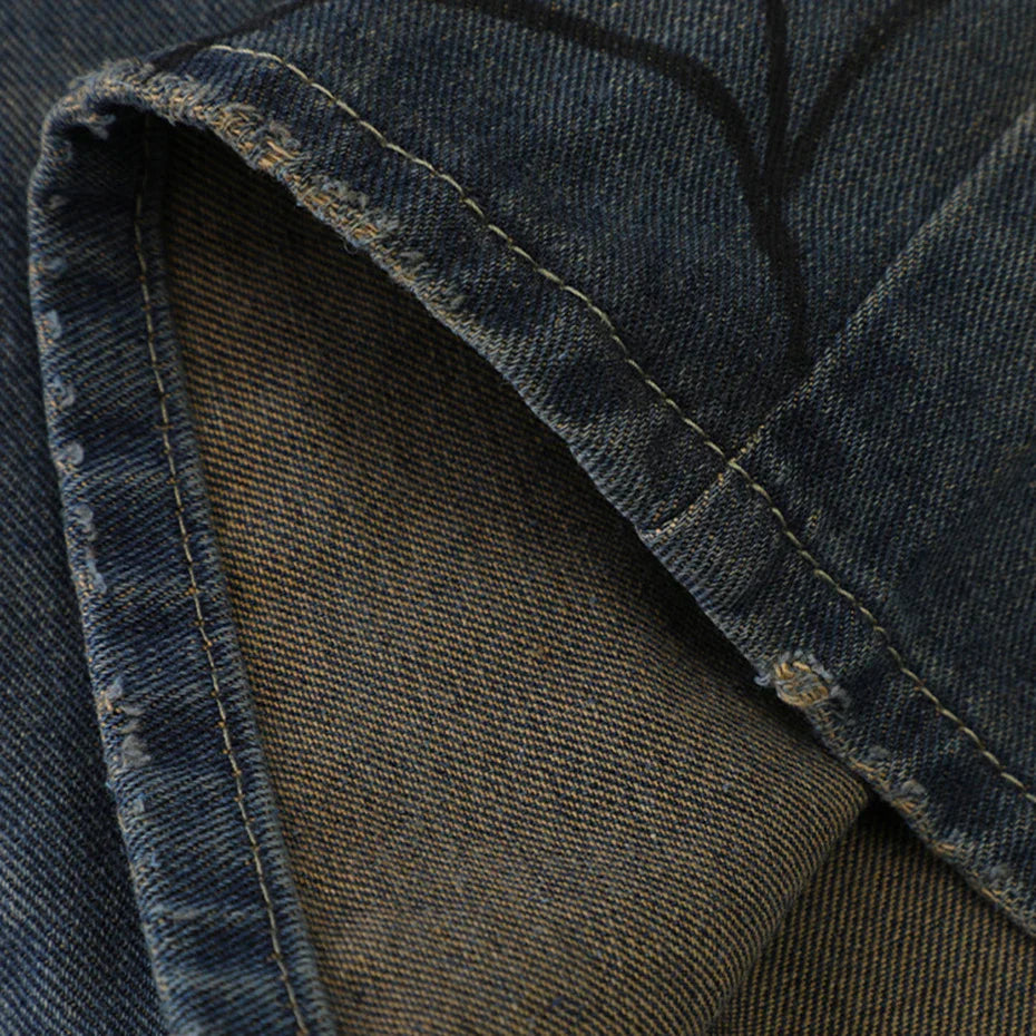 Short en jean Spider détail délavage et imprimé latéral streetwear urbain Japanstreet