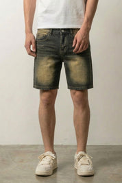 Short en jean vintage japonais marron à délavages prononcés style années 2000 Japanstreet