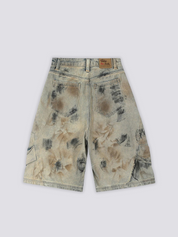 Short jean délavé acid wash denim baggy streetwear tokyo Japanstreet