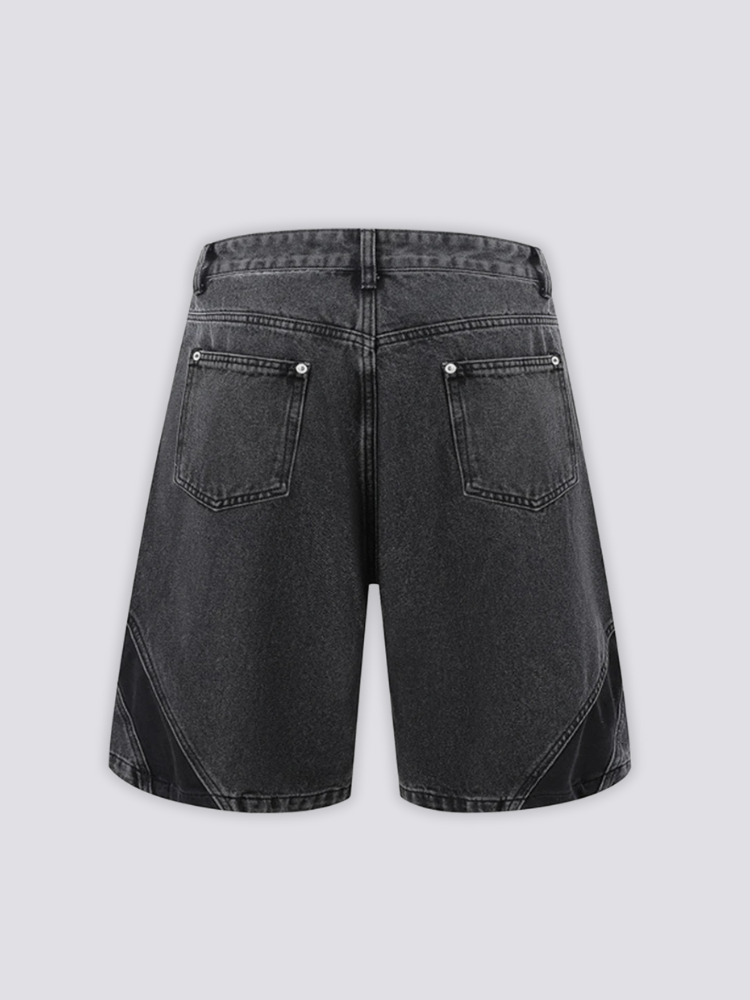 Short jean japonais bicolore design unique inserts contrastés streetwear tokyo Japanstreet