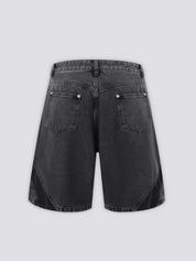 Short jean japonais bicolore design unique inserts contrastés streetwear tokyo Japanstreet