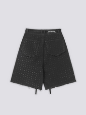 Short jean strass denim noir détail des cristaux brillants style y2k Japanstreet