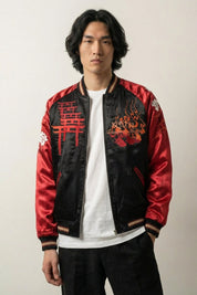 Sukajan Kitsune Akuma no Hana polyester broderie japonaise streetwear japonais Japanstreet