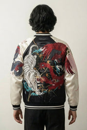 Sukajan Esprits Brodés Byakko no Hi blanc polyester broderie japonaise streetwear japonais Japanstreet
