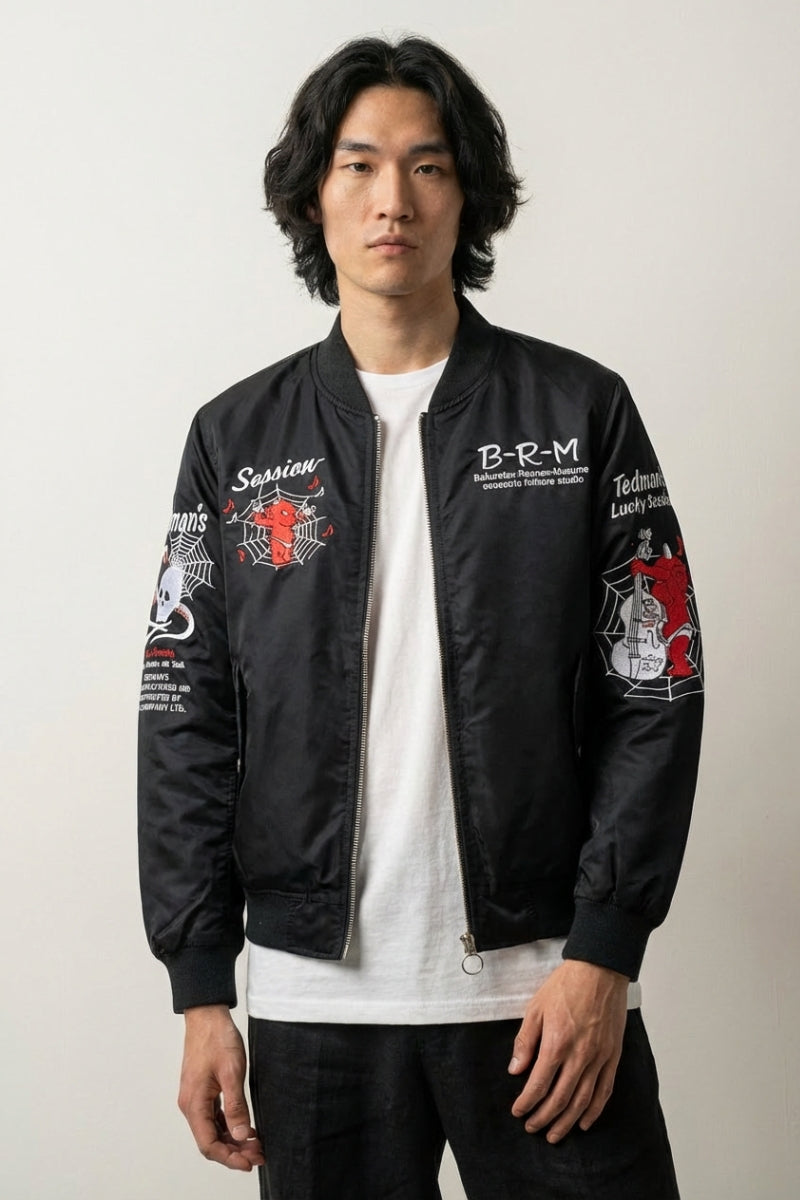 Bomber Souvenir Homme Devil Session polyester broderie japonaise streetwear Japanstreet