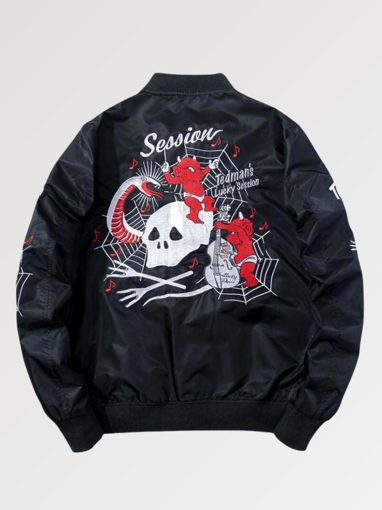 Bomber Souvenir Homme Devil Session polyester broderie japonaise streetwear Japanstreet