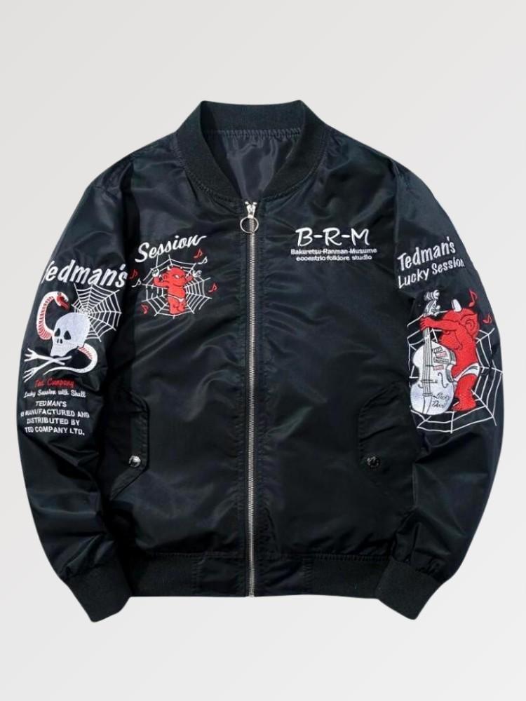 Bomber Souvenir Homme Devil Session polyester broderie japonaise streetwear Japanstreet