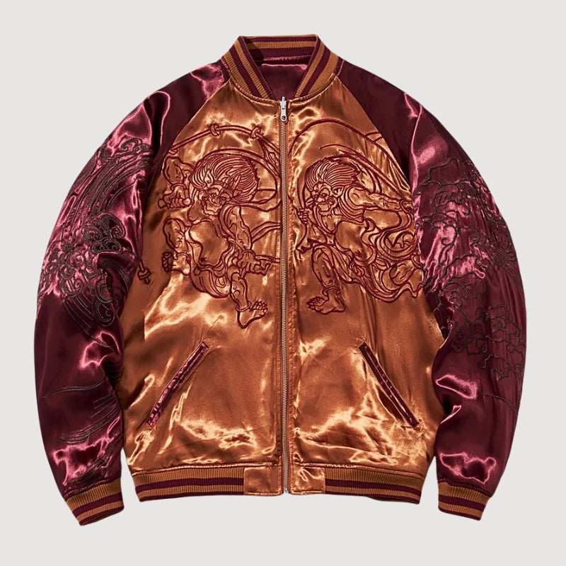 Sukajan Yokai Japonais Fujin Raijin polyester broderie japonaise streetwear japonais Japanstreet