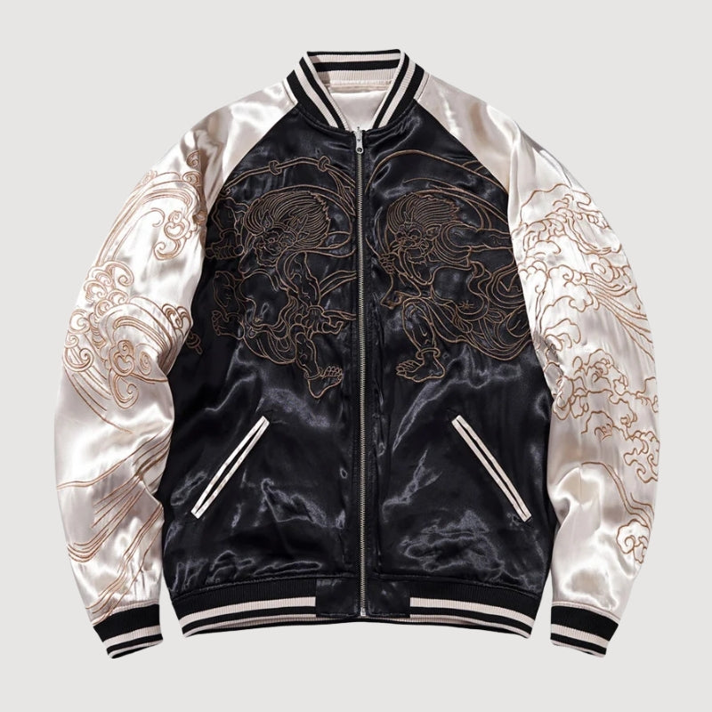Sukajan Yokai Japonais Fujin Raijin polyester broderie japonaise streetwear japonais Japanstreet