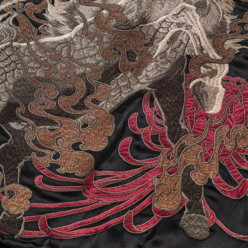 Sukajan Kirin Brodé Getsumei polyester broderie japonaise streetwear japonais Japanstreet