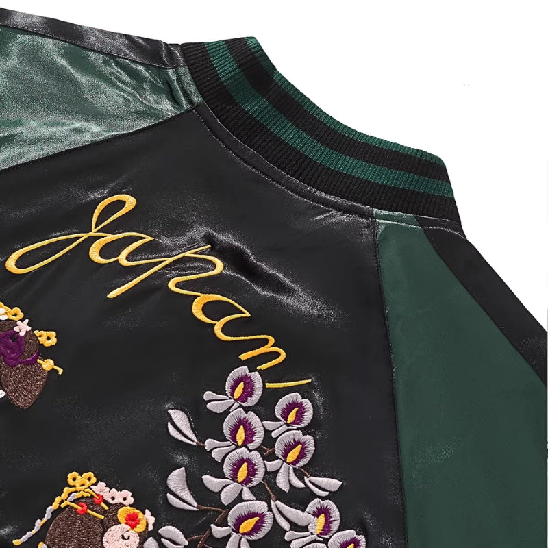 Sukajan Brodé Japonais Hanamachi polyester broderie japonaise streetwear japonais Japanstreet
