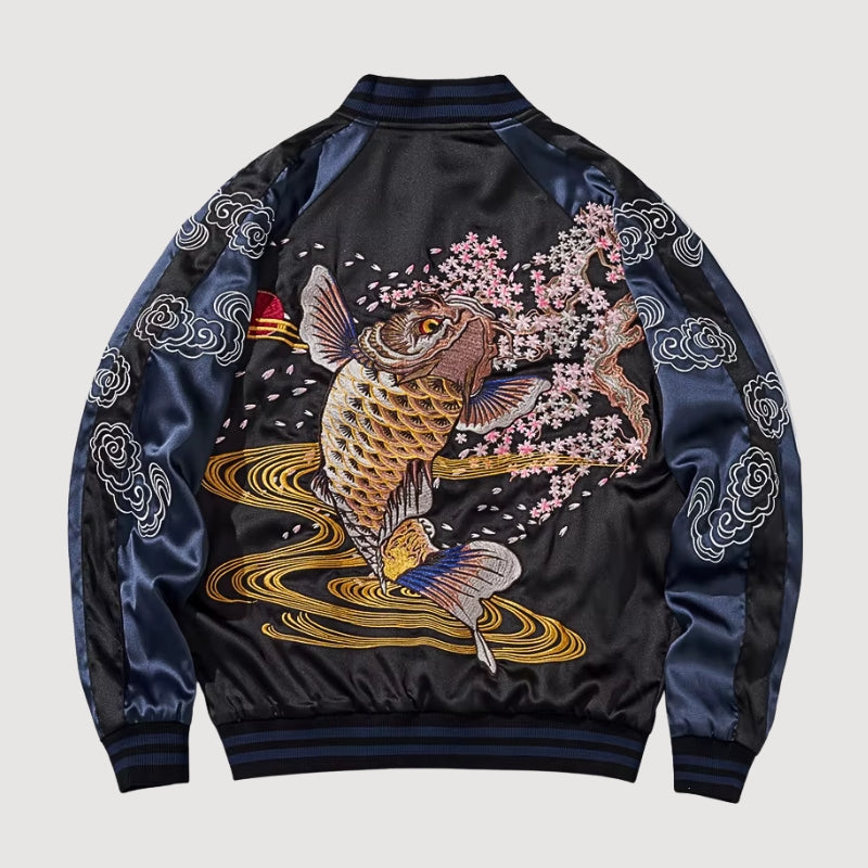 Sukajan Koi Hanami no Taki polyester broderie japonaise streetwear japonais Japanstreet