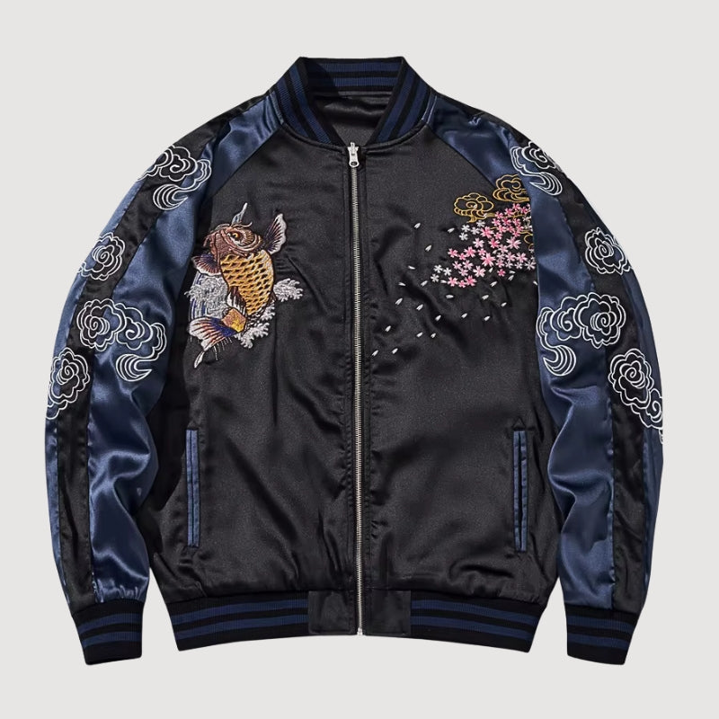 Sukajan Koi Hanami no Taki polyester broderie japonaise streetwear japonais Japanstreet