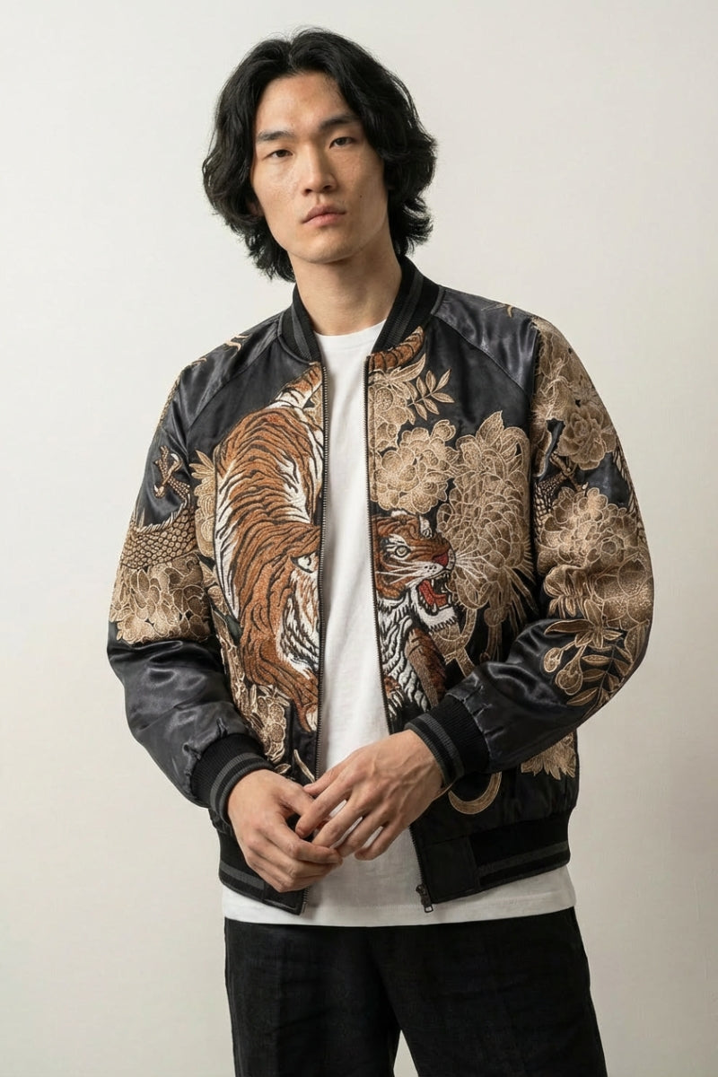 Sukajan Tigre Kazan Tora polyester broderie japonaise streetwear japonais Japanstreet