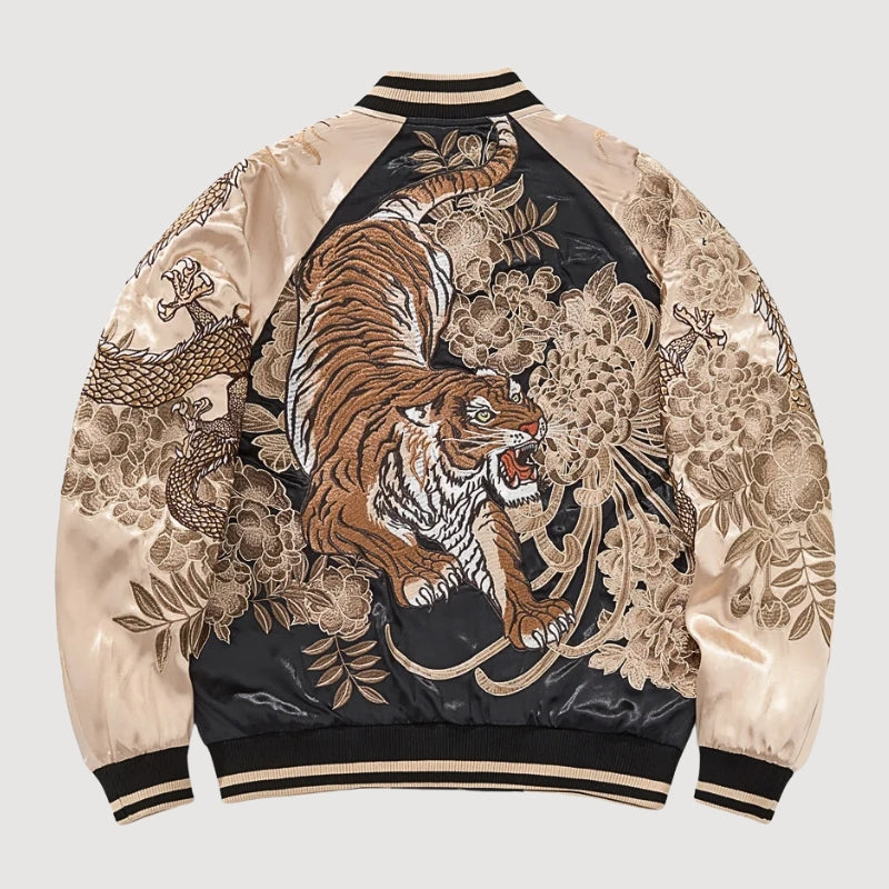 Sukajan Tigre Kazan Tora abricot polyester broderie japonaise streetwear japonais Japanstreet