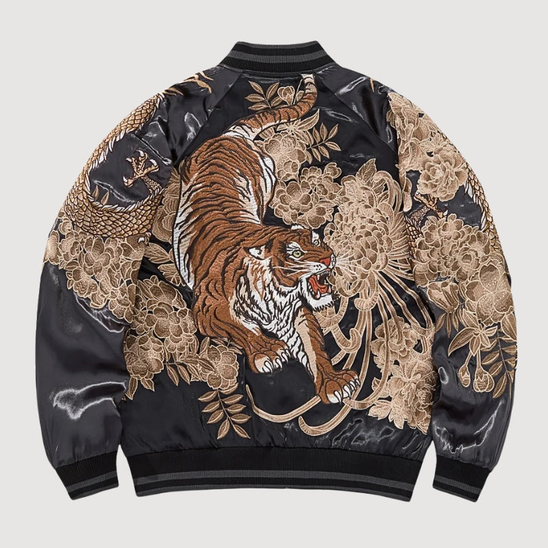Sukajan Tigre Kazan Tora gris polyester broderie japonaise streetwear japonais Japanstreet