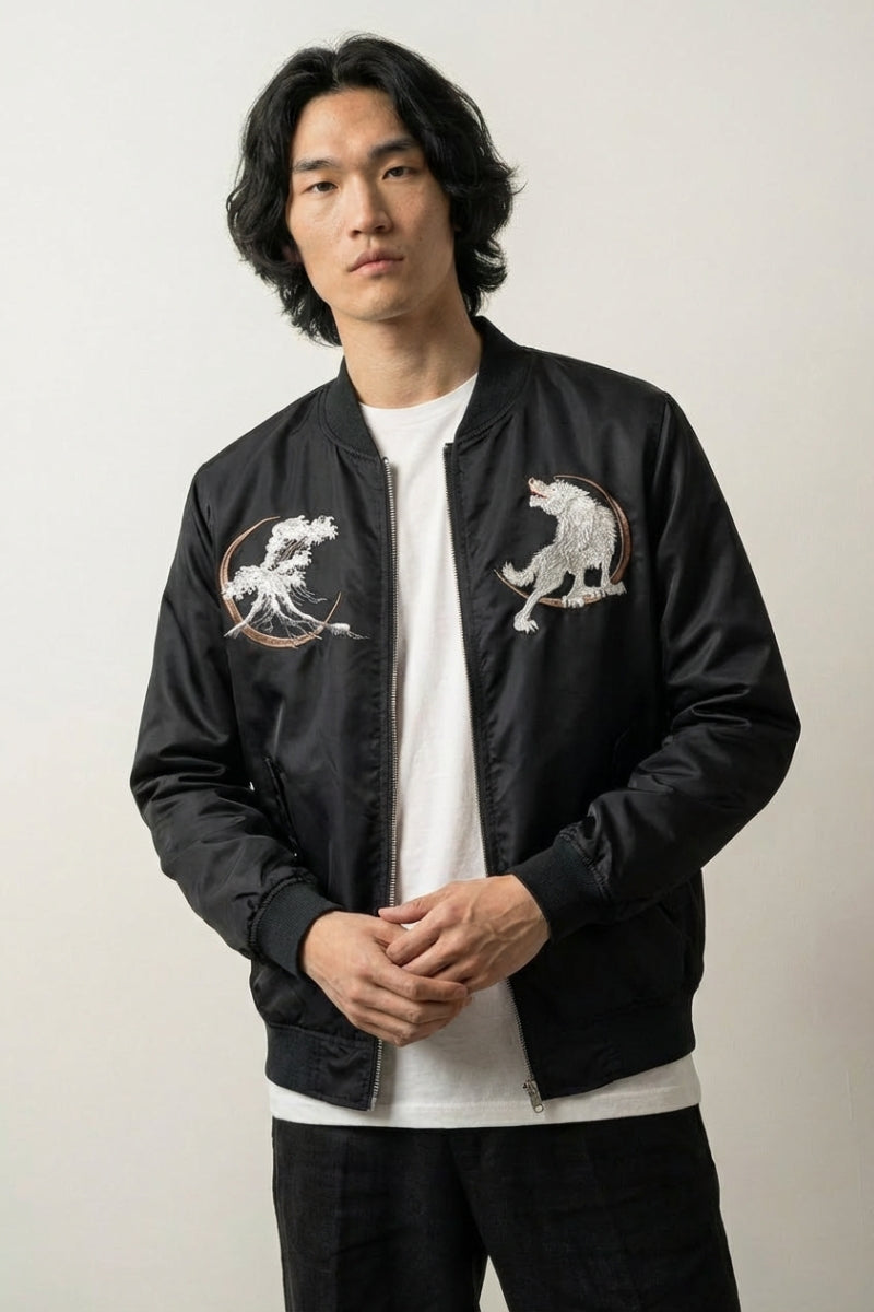 Bomber Souvenir Japonais Kitsuneneki polyester broderie japonaise streetwear japonais Japanstreet