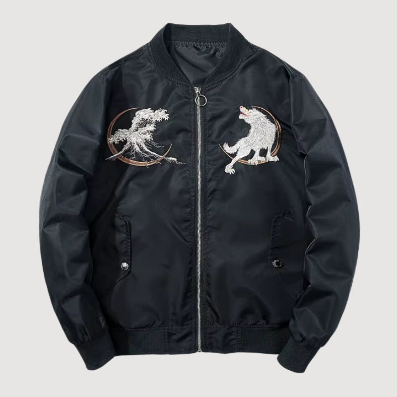 Bomber Souvenir Japonais Kitsuneneki polyester broderie japonaise streetwear japonais Japanstreet