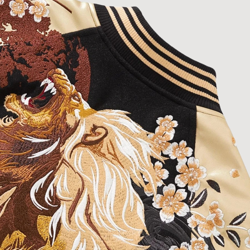 Sukajan Lion Brodé Kogane no Ikari polyester broderie japonaise streetwear japonais Japanstreet