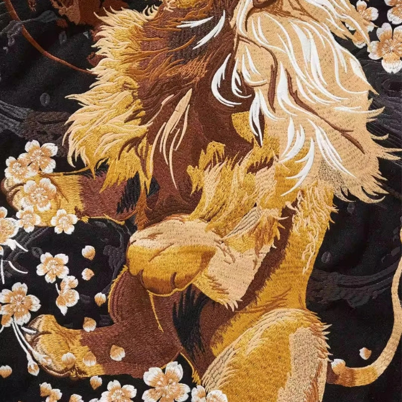 Sukajan Lion Brodé Kogane no Ikari polyester broderie japonaise streetwear japonais Japanstreet
