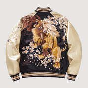 Sukajan Lion Brodé Kogane no Ikari noir polyester broderie japonaise streetwear japonais Japanstreet