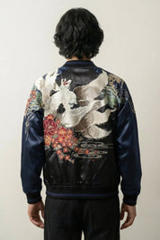 Sukajan Kitsune Kotsu Haku Navy polyester broderie japonaise streetwear Japanstreet
