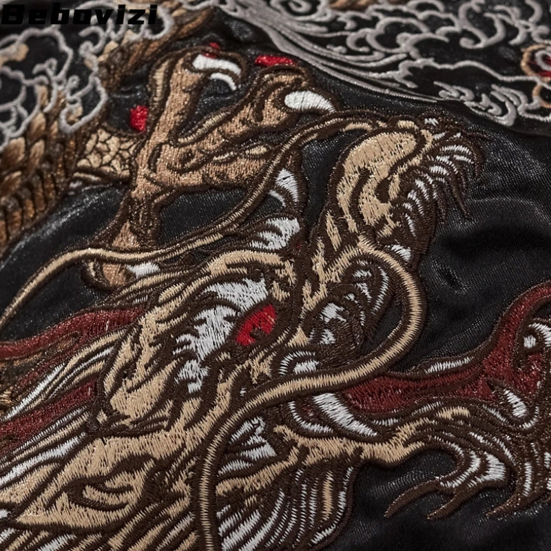 Sukajan Dragon Noir Kuro Ryujin polyester broderie japonaise streetwear japonais Japanstreet