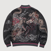 Sukajan Dragon Noir Kuro Ryujin noir polyester broderie japonaise streetwear japonais Japanstreet