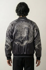 Sukajan Dragon Homme Kurotatsu gris polyester broderie japonaise streetwear japonais Japanstreet
