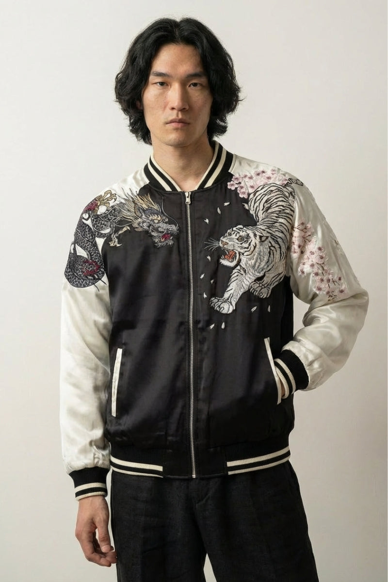 Blouson Sukajan Vintage Mainoho polyester broderie japonaise streetwear Japanstreet