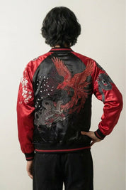 Blouson Sukajan Vintage Mainoho Bordeaux polyester broderie japonaise streetwear Japanstreet