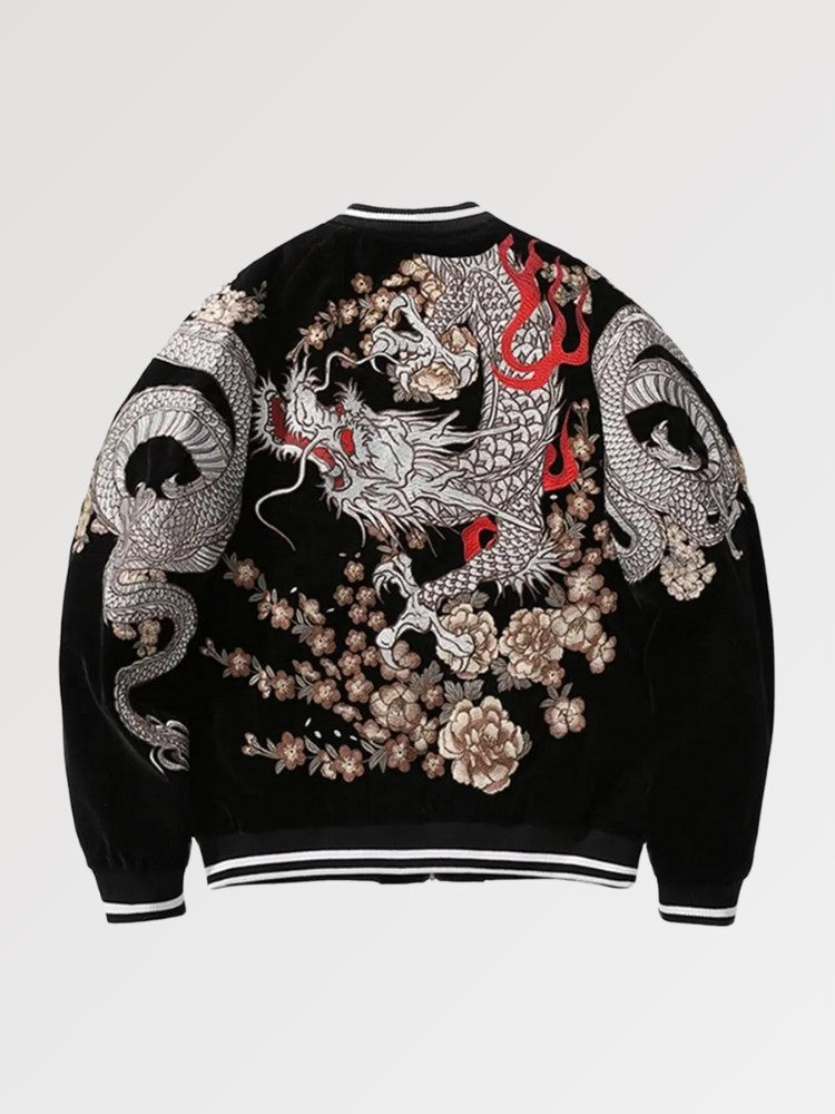 Sukajan Bomber Jacket Ryu Bushido polyester broderie japonaise streetwear Japanstreet