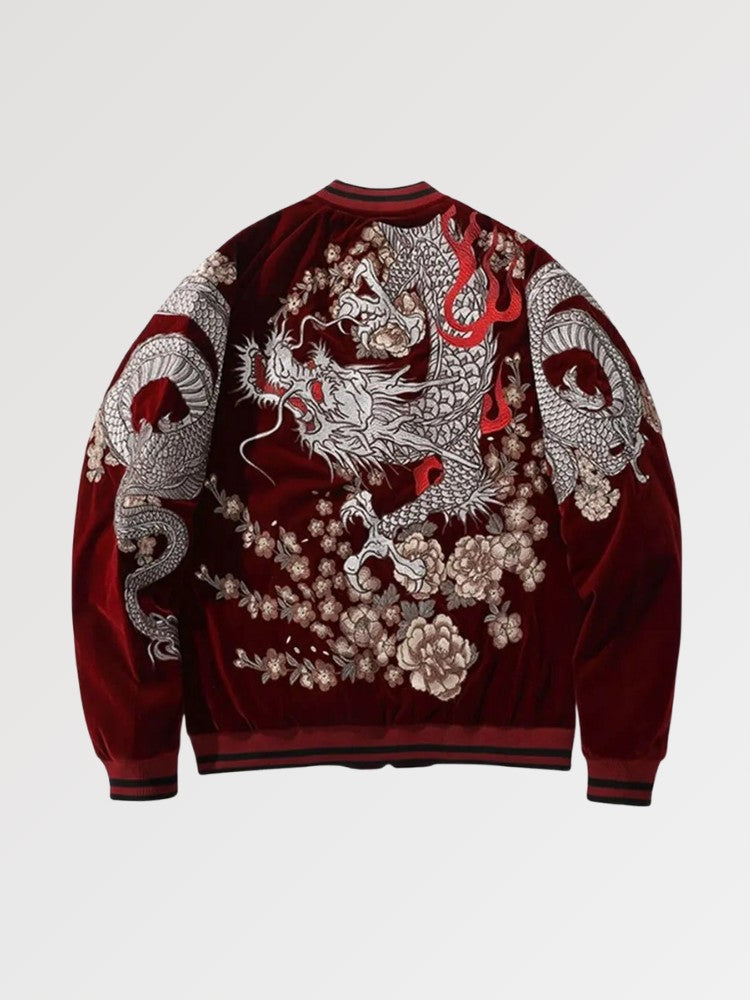 Sukajan Bomber Jacket Ryu Bushido polyester broderie japonaise streetwear Japanstreet