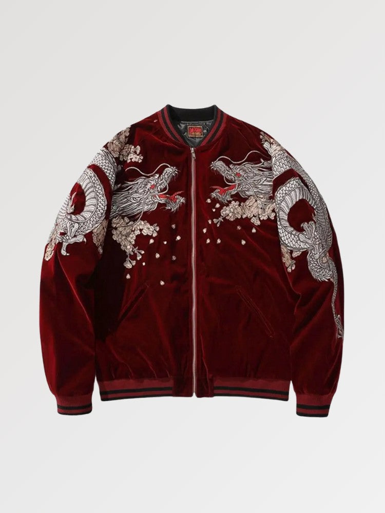 Sukajan Bomber Jacket Ryu Bushido polyester broderie japonaise streetwear Japanstreet
