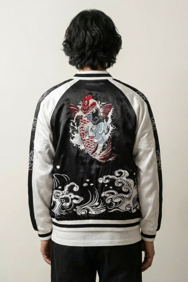 Sukajan Koi Takinobori polyester broderie japonaise streetwear Japanstreet