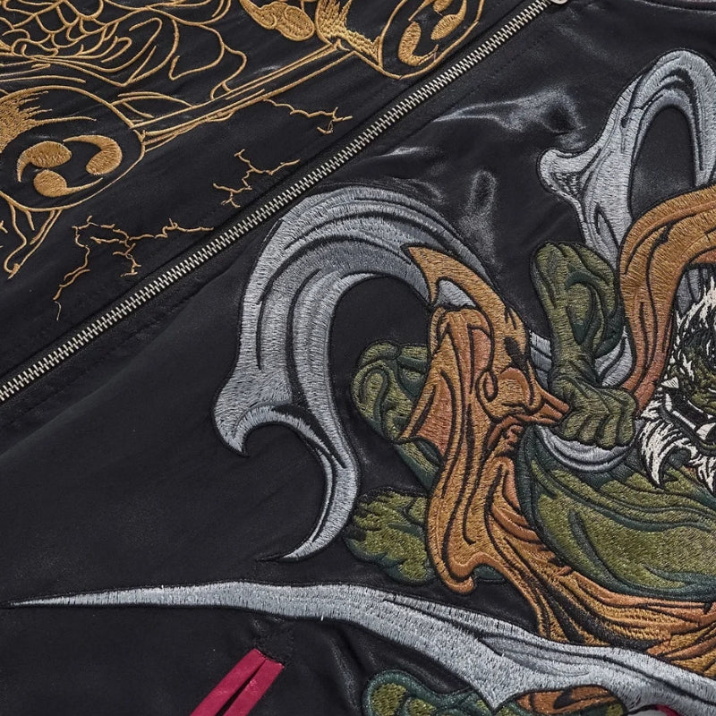 Sukajan Raijin Homme Ten no Ikazuchi polyester broderie japonaise streetwear japonais Japanstreet
