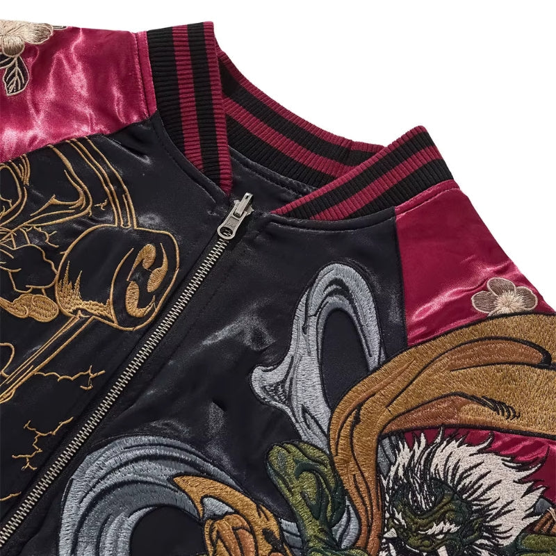 Sukajan Raijin Homme Ten no Ikazuchi polyester broderie japonaise streetwear japonais Japanstreet