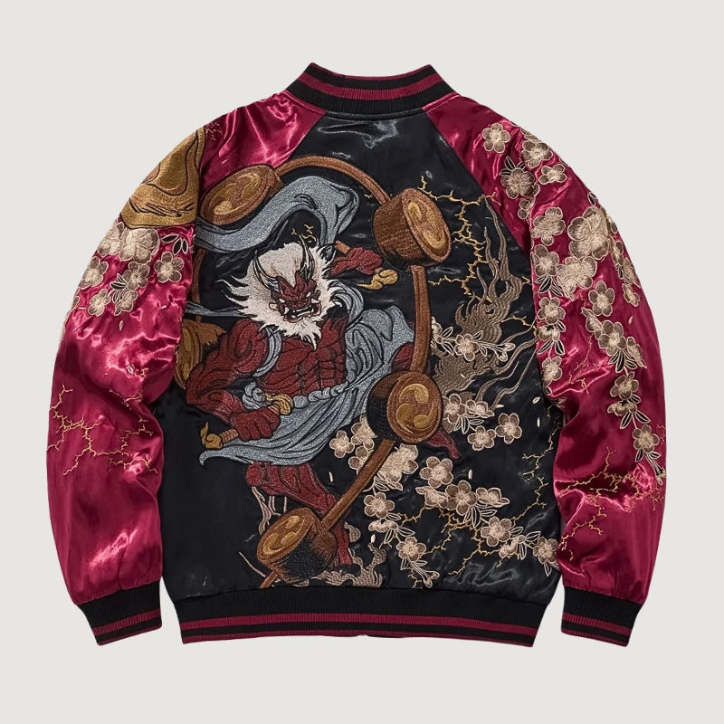 Sukajan Raijin Homme Ten no Ikazuchi polyester broderie japonaise streetwear japonais Japanstreet