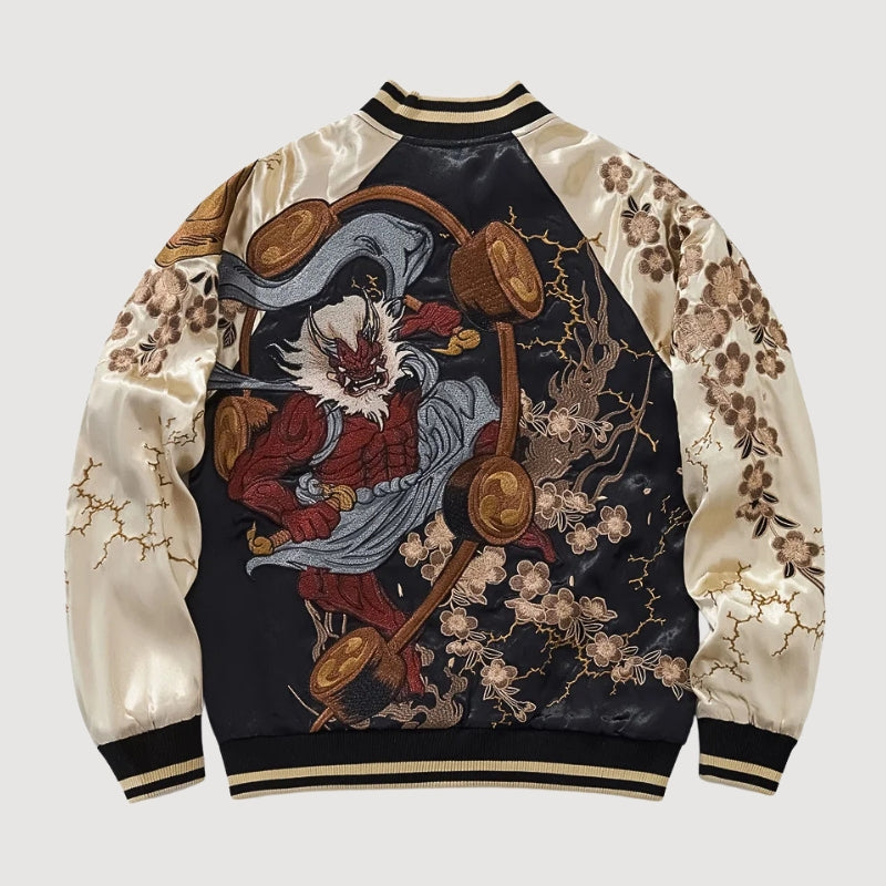 Sukajan Raijin Homme Ten no Ikazuchi polyester broderie japonaise streetwear japonais Japanstreet