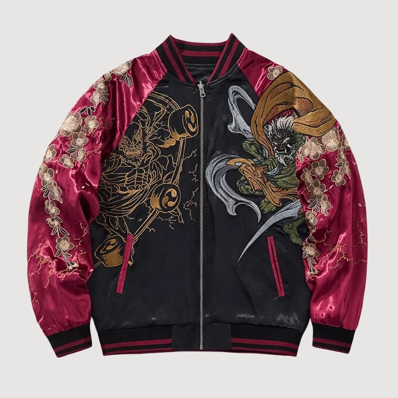 Sukajan Raijin Homme Ten no Ikazuchi polyester broderie japonaise streetwear japonais Japanstreet