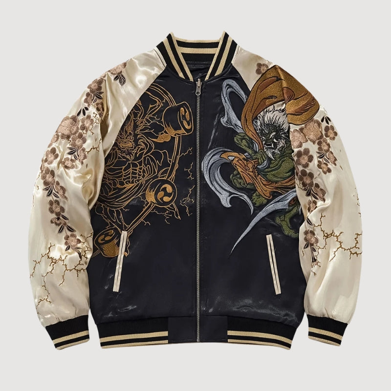 Sukajan Raijin Homme Ten no Ikazuchi polyester broderie japonaise streetwear japonais Japanstreet