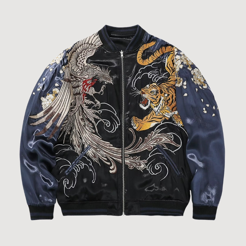 Sukajan Phénix Brodé Tsukikage polyester broderie japonaise streetwear japonais Japanstreet