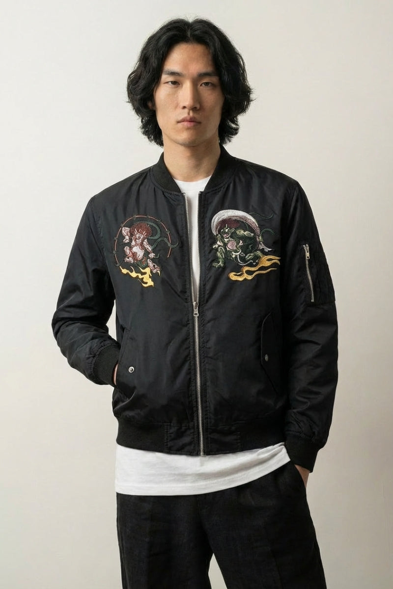 Bomber Japonais Monstre Yokai Fight polyester broderie japonaise streetwear Japanstreet