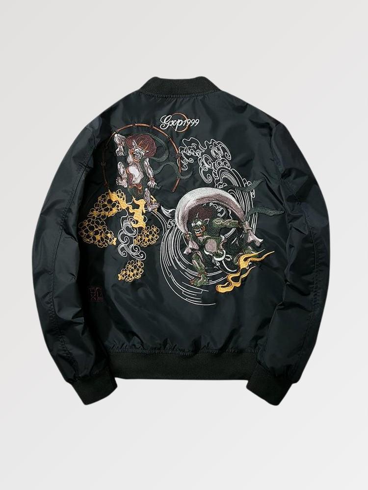 Bomber Japonais Monstre Yokai Fight polyester broderie japonaise streetwear Japanstreet