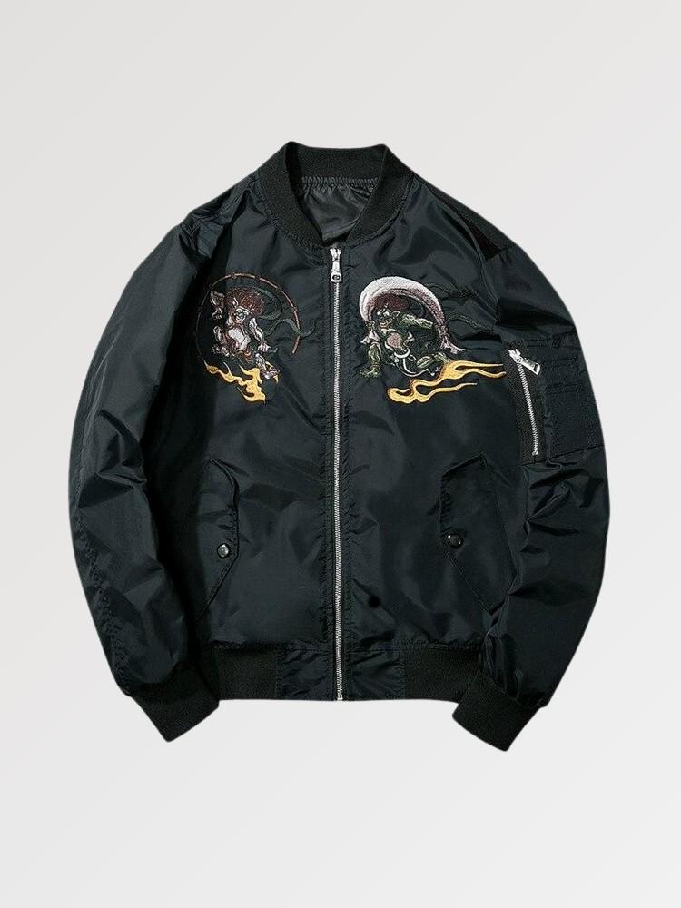 Bomber Japonais Monstre Yokai Fight polyester broderie japonaise streetwear Japanstreet