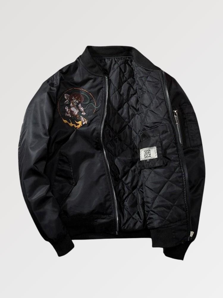 Bomber Japonais Monstre Yokai Fight polyester broderie japonaise streetwear Japanstreet