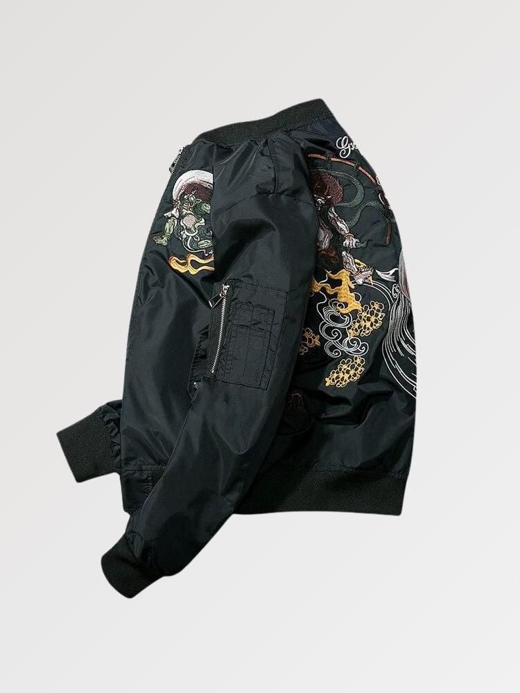 Bomber Japonais Monstre Yokai Fight polyester broderie japonaise streetwear Japanstreet