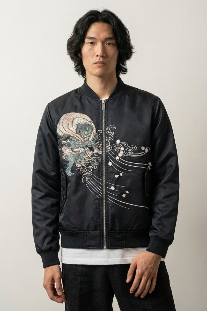 Bomber Motif Japonais Yokai Oniri polyester broderie japonaise streetwear Japanstreet