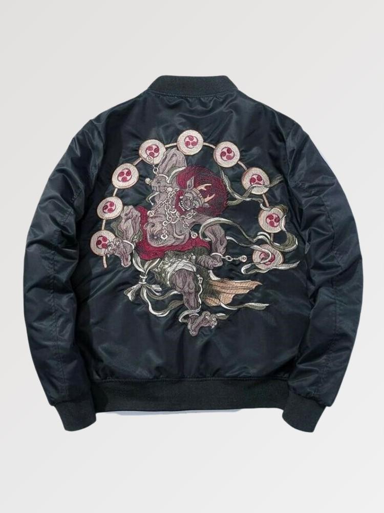 Bomber Motif Japonais Yokai Oniri polyester broderie japonaise streetwear Japanstreet
